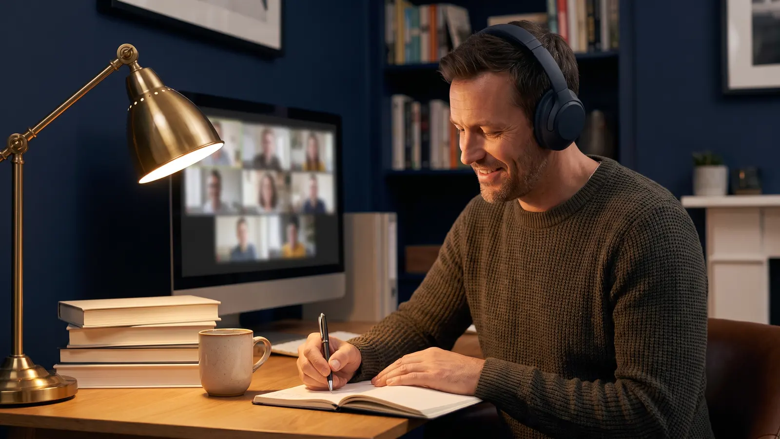 Virtual live PLSP sessions every week Student joining a live online freight training class from his home office in the evening