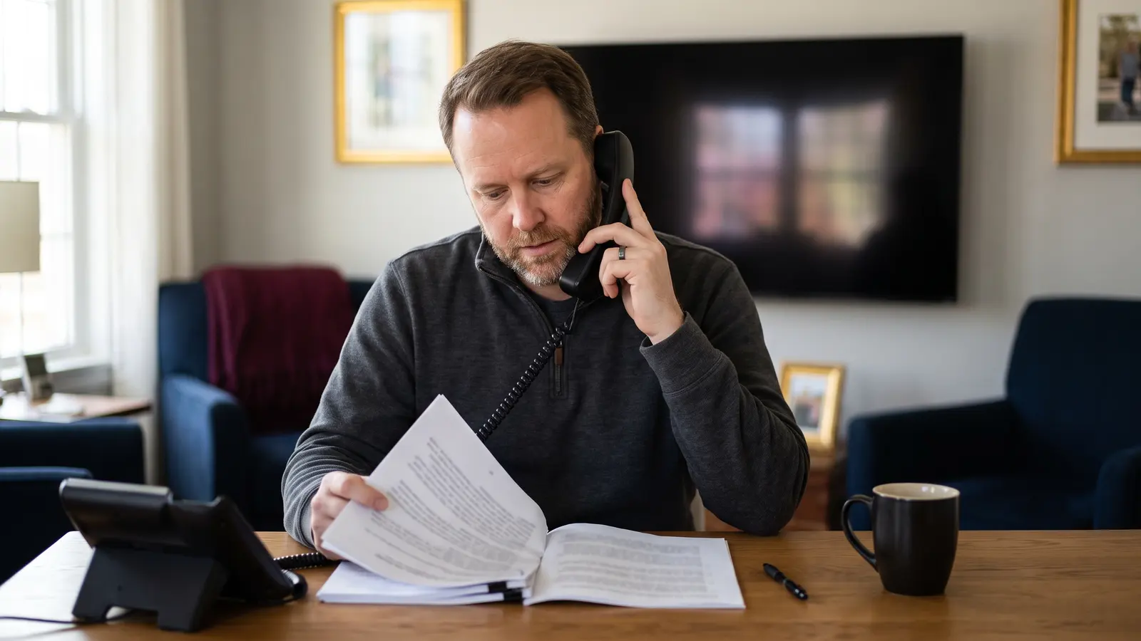 Carrier verification and fraud prevention PLSP student on the phone verifying a carrier's authority and insurance from a carrier packet